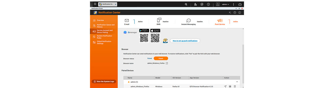 Controle centralizado do sistema