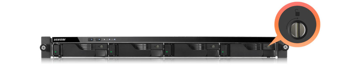 Proteção para os drives SATA com as travas de gaveta do AS6204RD